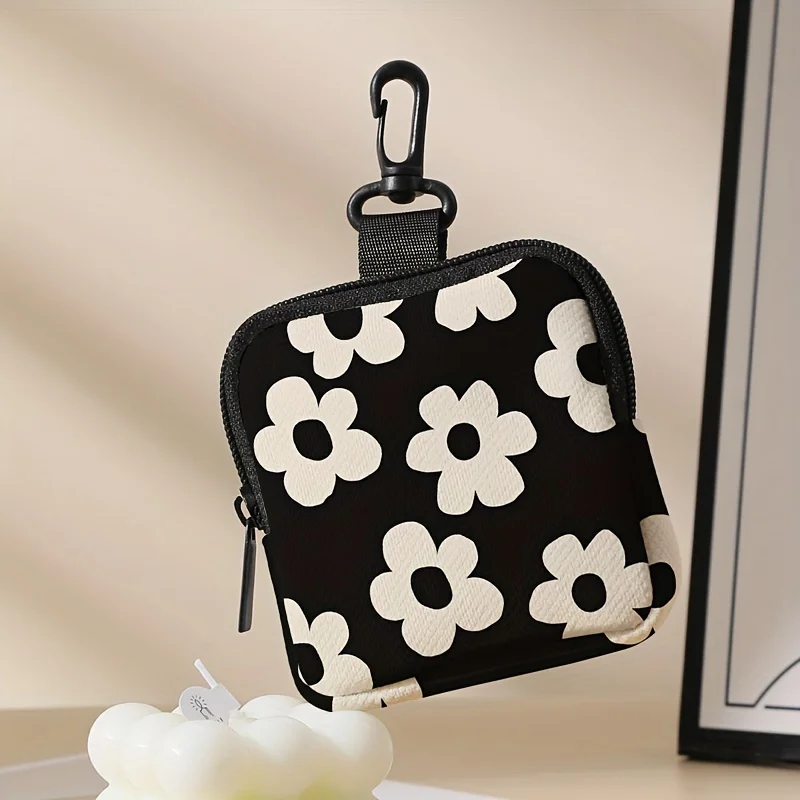 1 small flower pattern printed large capacity coin wallet, digital printed coin wallet storage bag, ideal choice for gifts