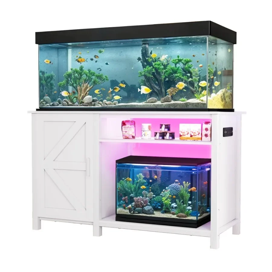 Aquarium Stand with Electrical Sockets and RGB Lighting