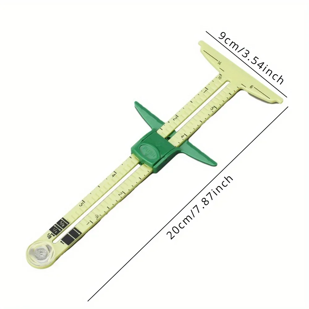 5-in-1 Sliding Gauge Measuring Tool Multifunctional Plastic Drawing Ruler Household Tailor's Patchwork Ruler Sewing Accessories