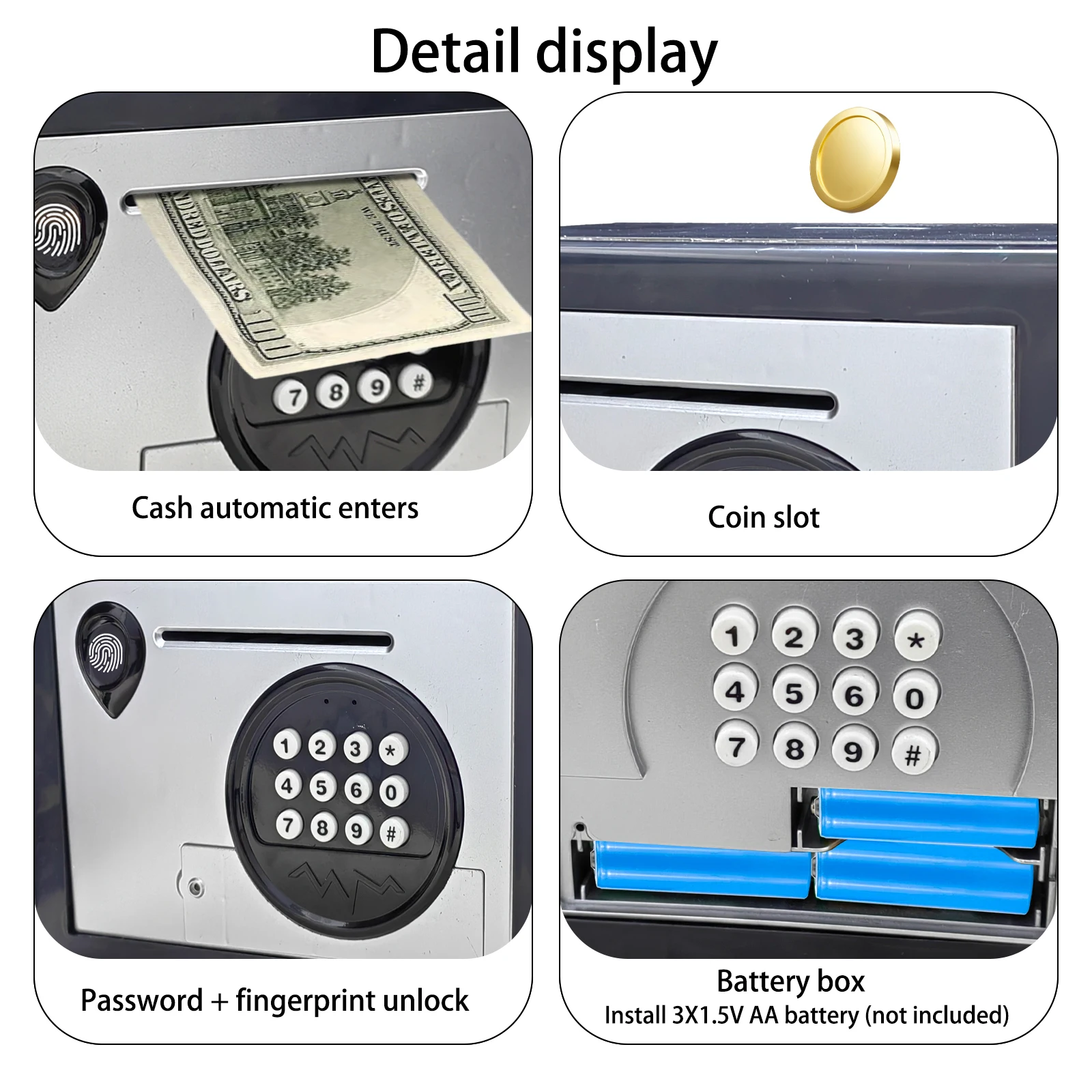 Piggy Bank Fingerprint Password Safe Box Electronic Money Boxes for Children Coins Deposit Cash Saving Safe Atm Machine Kid Gift