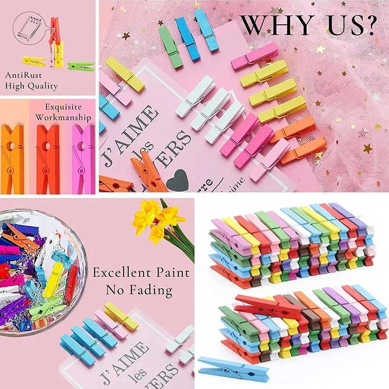 Colorful Wooden Clips 25/30/35/45mm Natural Wood Clamp Picture Clips Mini Clothes Pins For DIY Photo Paper Peg Clothespin Craft clothes clips