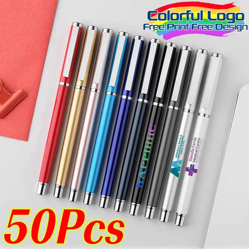 50pcs Custom Luxury Metal Gel Pen Personalized Colorful LOGO Printing Advertising Pen School Office Signature Pens Gift Supply