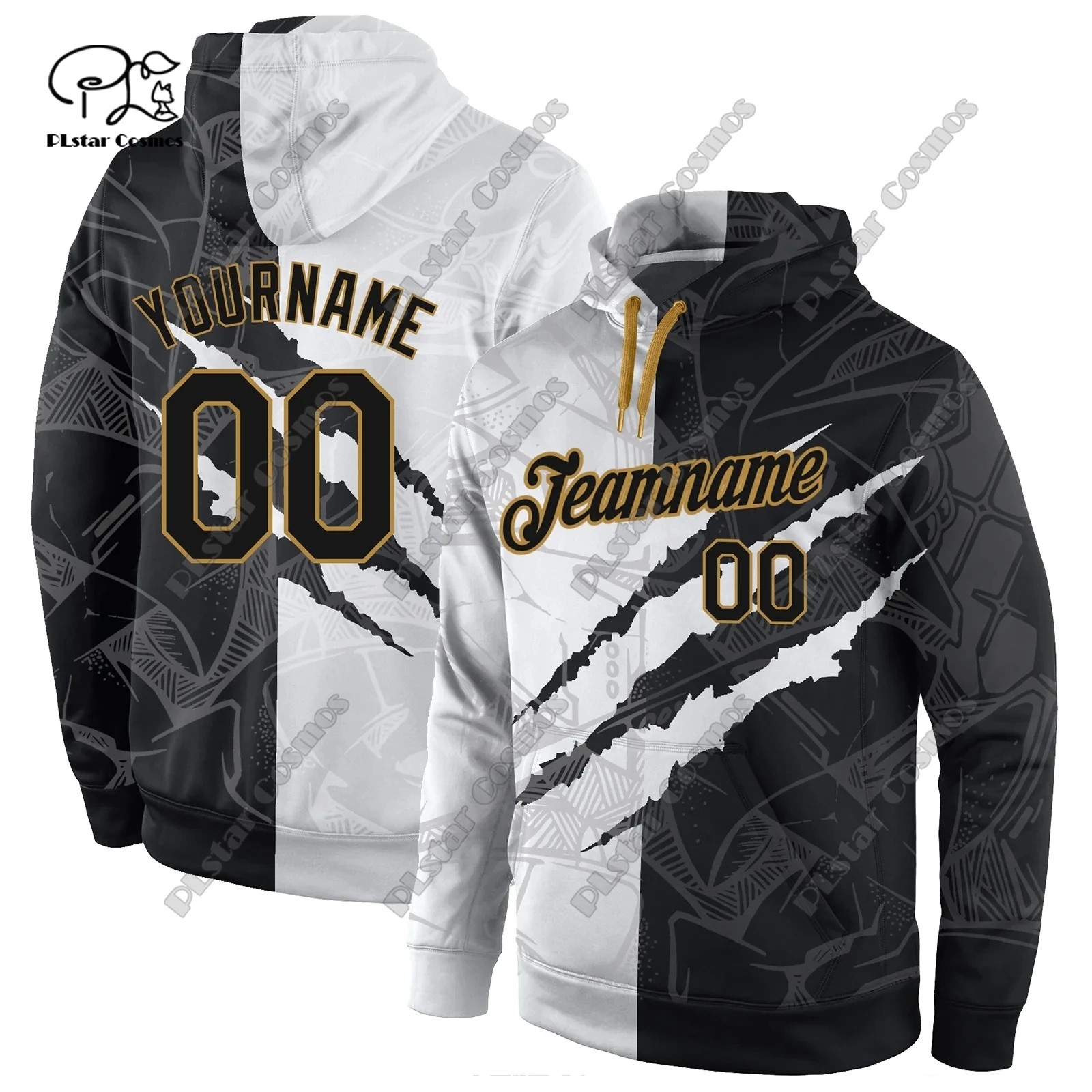 New Customized Hoodie Collection 3D Printed Sparkle Monster Scratch Man Hand Print Pattern Hoodie Women Men Casual Team Gift