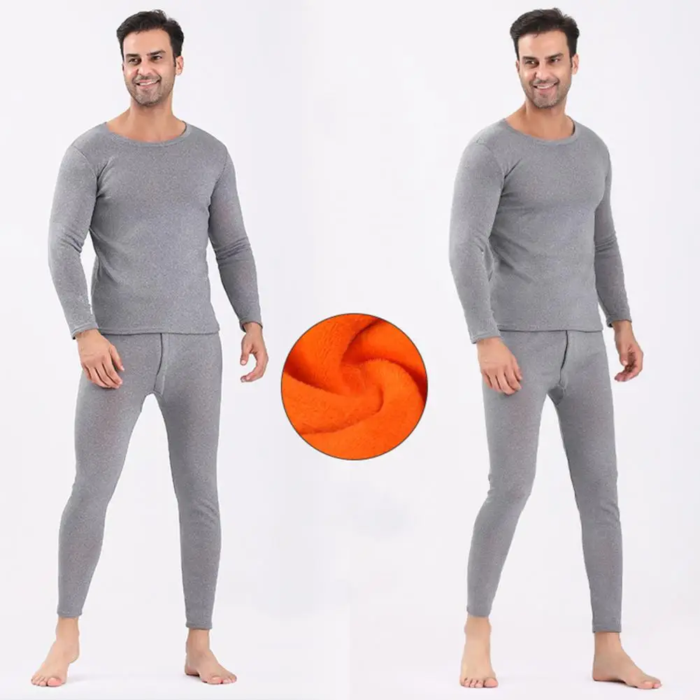 Thermal Clothing Set Unisex Winter Warm Underwear Set Thick Fleece Lined Long Sleeve Pajama Set for Sport Base Layer for Free
