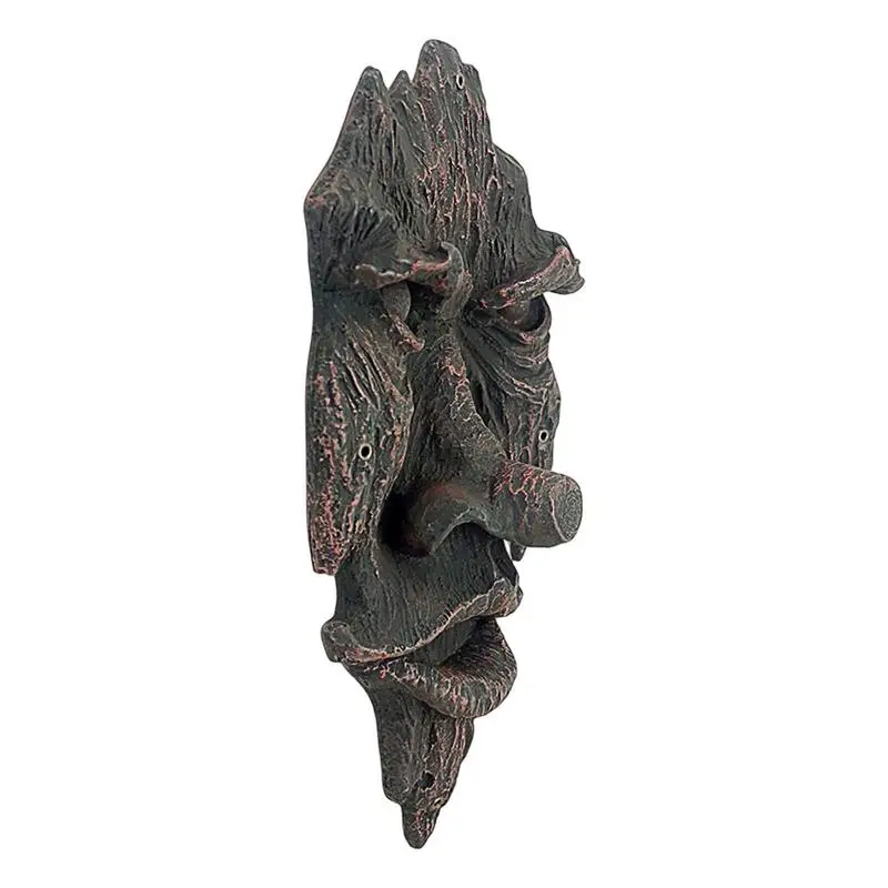 

Green Man Sculpture Bird Feeder Tree Face Resin Decor Add Rural Atmosphere Strong Decorative Effect Easy To Install For Home