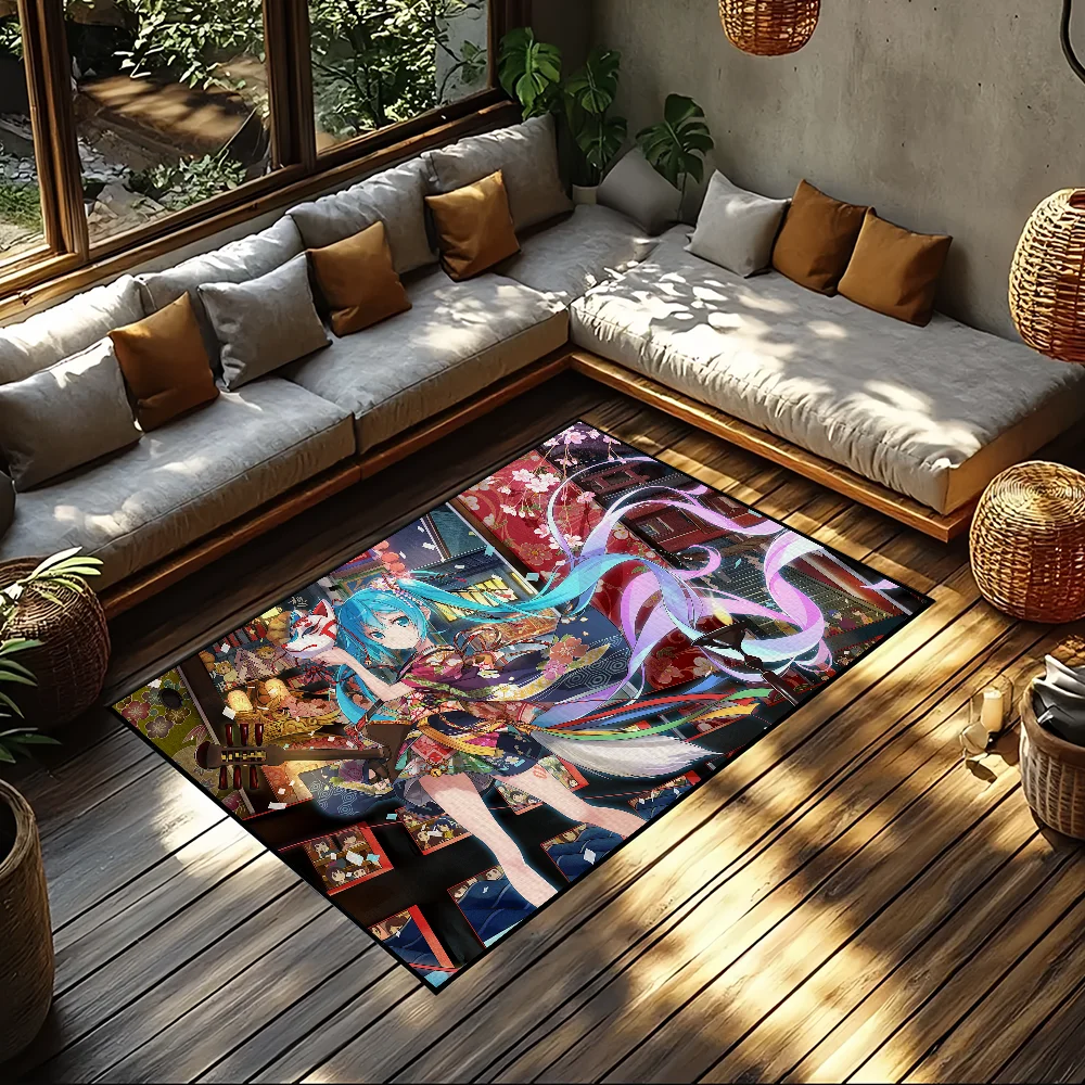 Door Mat Kawaii Anti-Slip Kitchen H-Hatsune Bedroom Handmade Tufted Miku Anime Rug Carpet Living Room Entrance Decoration home 3