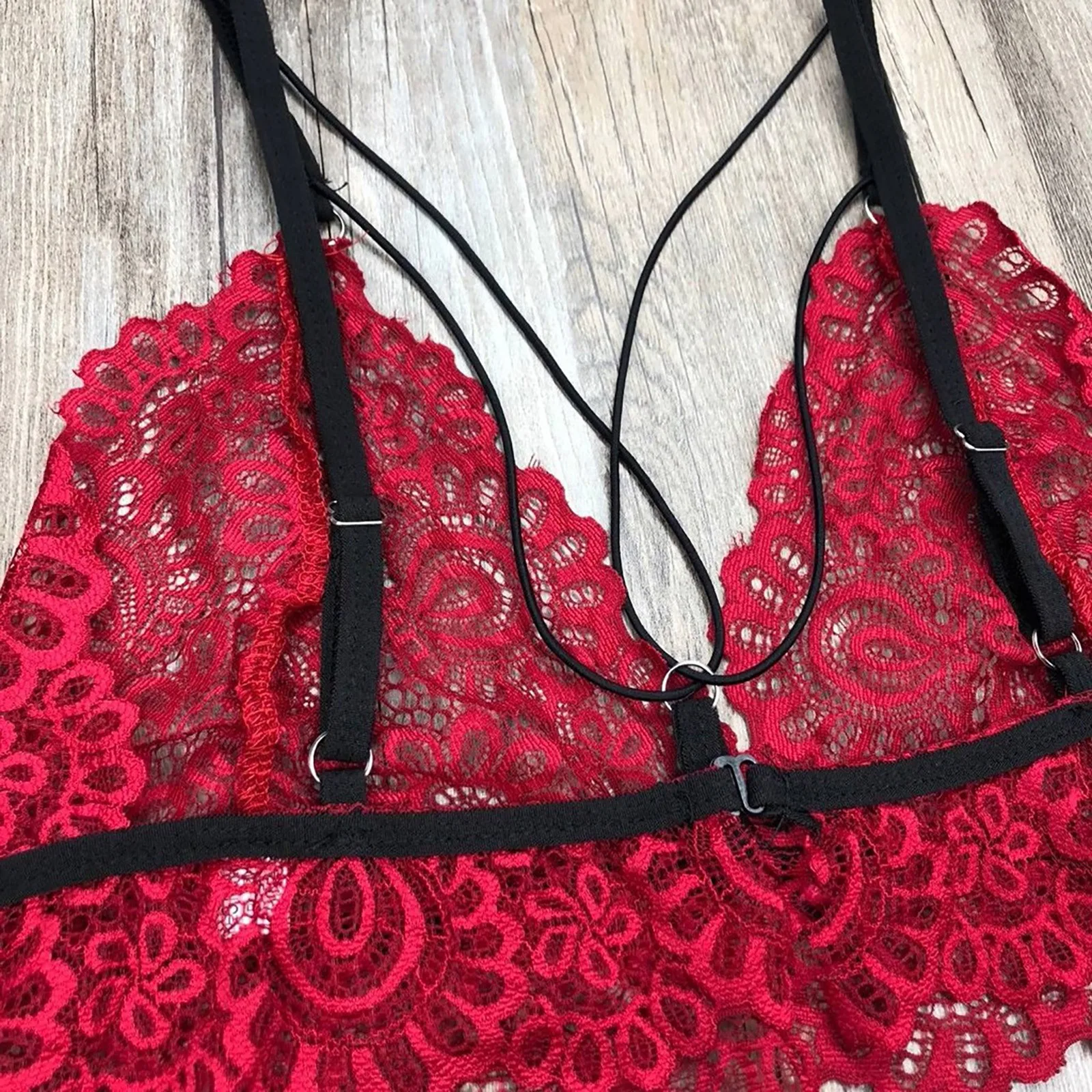 Women's Fashion Sexy Lace Split Suit Sexy Wireless Bra Underwear Panties erotic lingerie