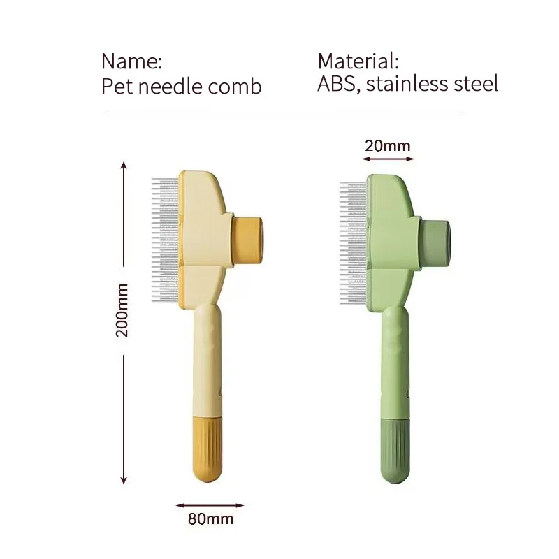 Self-Cleaning Stainless Steel Pet Grooming Brush for Cats & Dogs - One-Click Hair Removal Comb for Long & Short Hair, Durable Ba 2