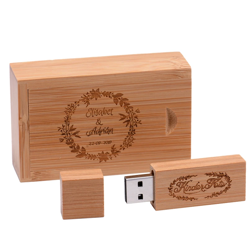 USB 2.0 Flash Drive Real Capacity Pendrive Photography Memory Stick 64GB/32GB/16GB/8GB U Disk Free Logo Wooden With Gift Box