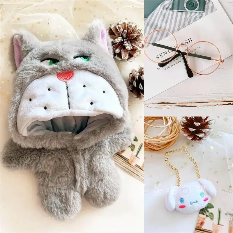 20cm Doll Clothes Shark Hoodies Cartoon Animal Coat Cotton Stuffed Dolls Lovely Outfit Changing Dressing Game Playing House Gift 6