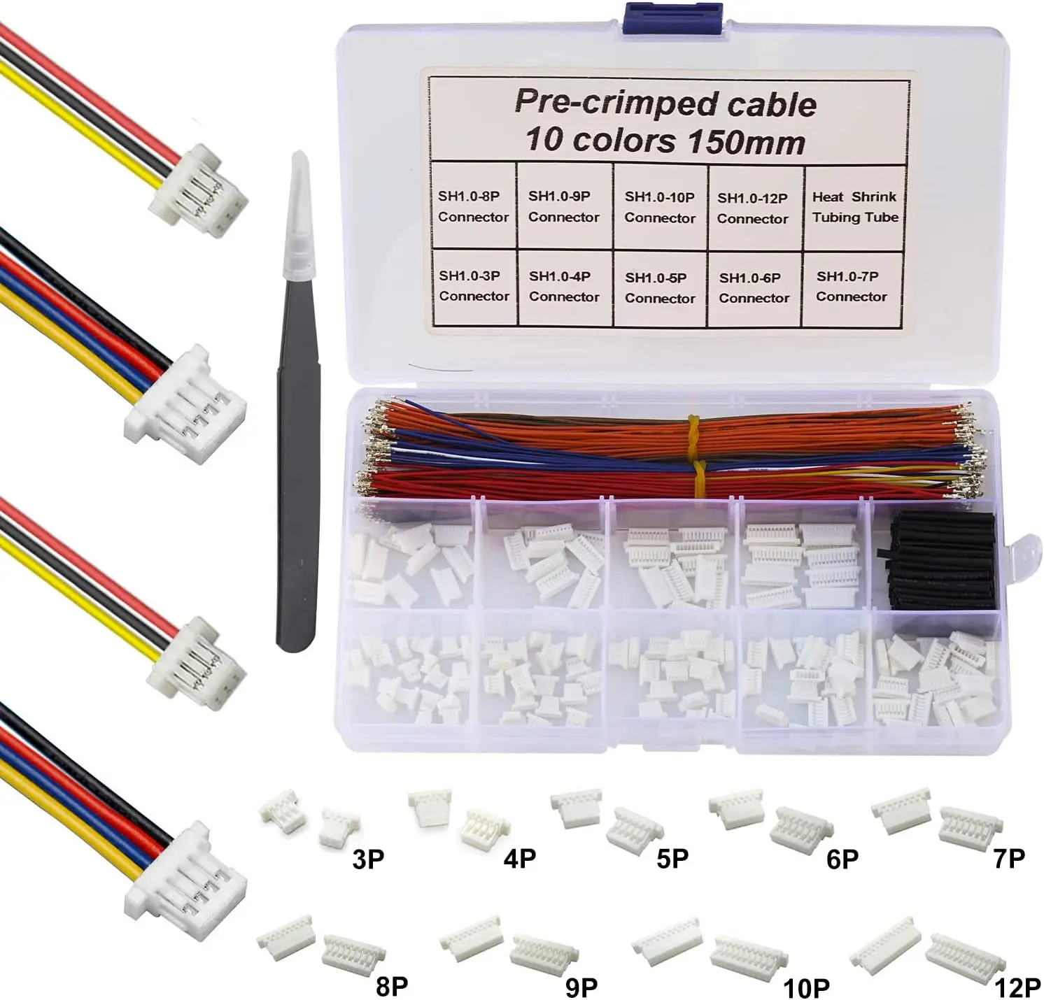 

Keszoox JST 1.0/1.25/1.5/2.0/2.5mm Pitch Connector Kit Jst SH GH ZH PH XH 2-6Pin Housing with Pre-crimped 22-28AWG Cables