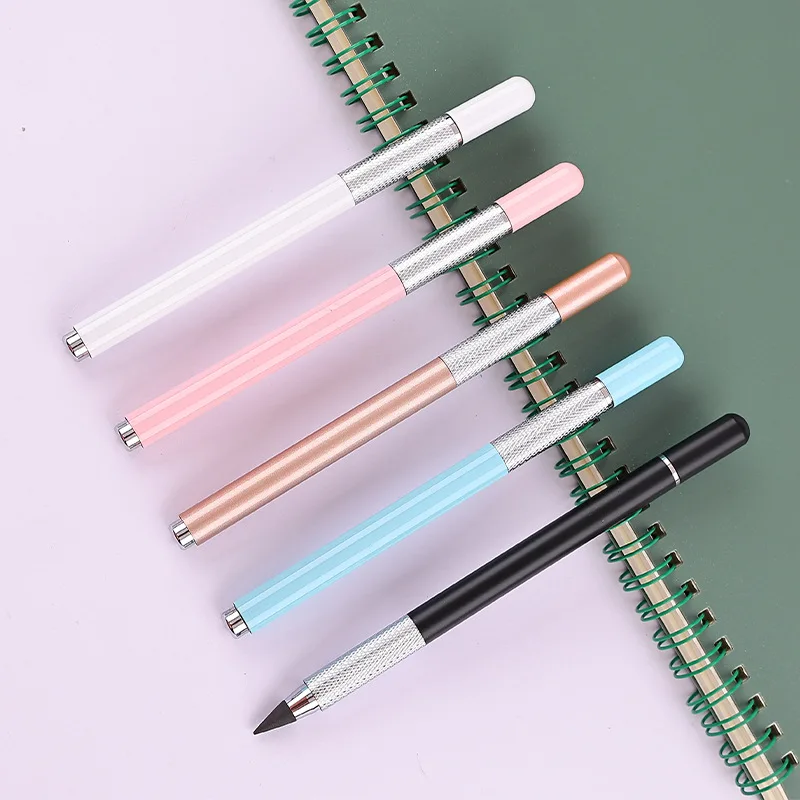 Writing Pen with Replaceable Pencil Head Office Accessories Stationery Supplies Metal Eternal Pencil for School eternal pencil black technology pencil no ink student endless positive posture writing kid gift school supplies stationery gift