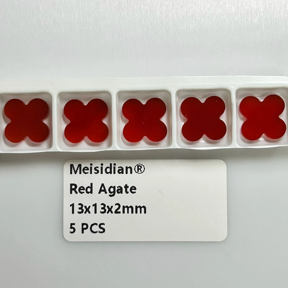 Meisidian Natural Green Malachite Red Agate 13x13x2mm Black Onyx Clover Stone 3
