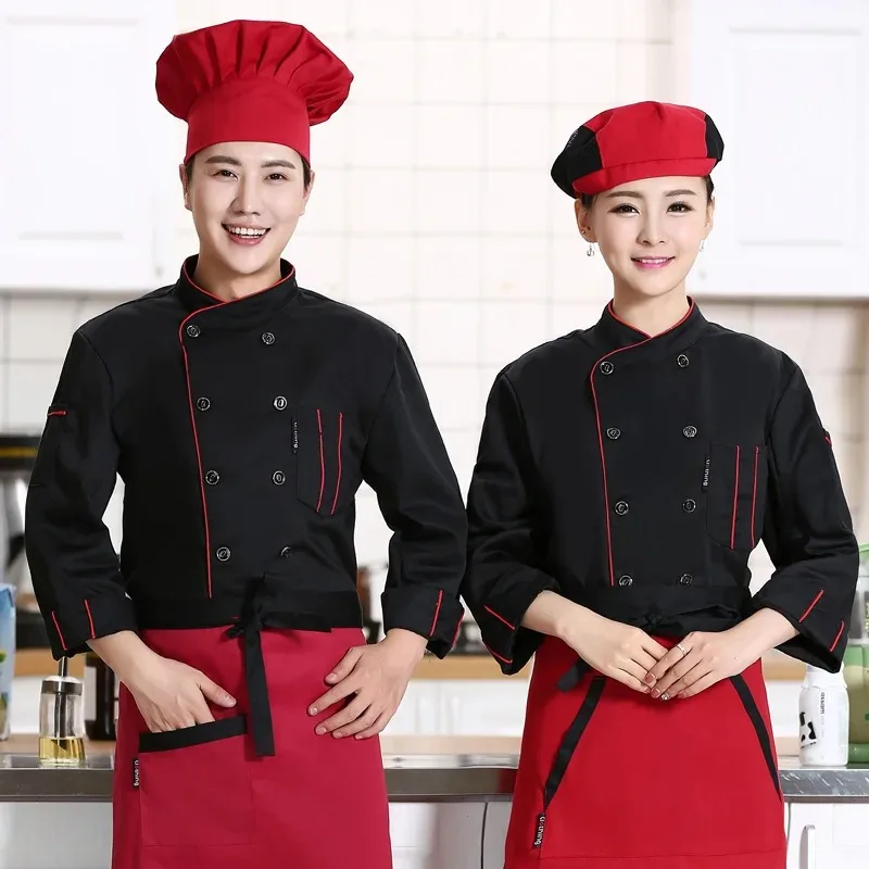 Pastry Chef Work Clothes Uniform Men Women Cotton Long-sleeved Autumn Winter