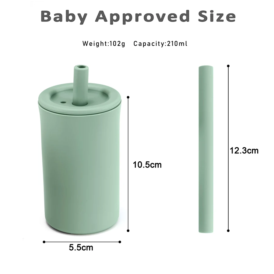Drinking Cup Silicone Cups Feeding Cup Baby Training Nontoxic Feeding Drinking Straw Cup Organic Detachable Sensory Sippy Tumbler Silicone Cup Baby Stuff