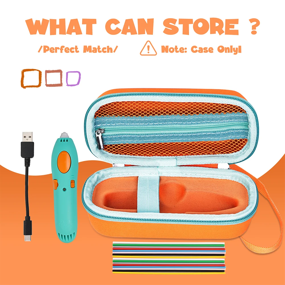 3Doodler Start+ Essentials (2024) 3D 펜 세트용 하드 케이스, 메쉬 포켓 수납 케이스, 프린팅 펜 휴대용 가방