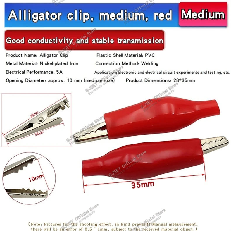 20 Stück 28/35/45mm Metall-Krokodilklemmen G98 Elektriker-Klemmen Labor-Testsonden-Messgerät-Clips Schwarz-Rot Isolierte Klemmen für Autobatterien – Detail 5