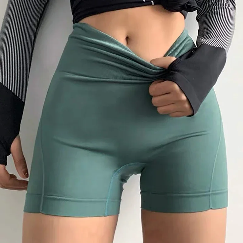 

Seamless High Waist Sport Shorts Abdominal Contraction Shaping Fitness Yoga Short Cycling Shorts Safety PantsGym Legging Fitness