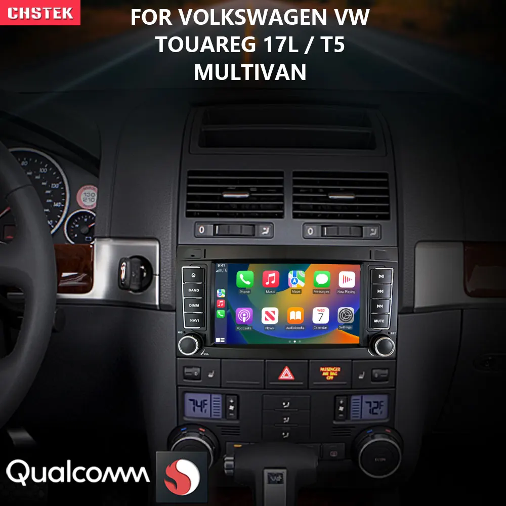 Chstek Qualcomm Autoradio Multimedia Dvd Audio Media Player Carplay Video Per Volkswagen T5 Multivan Vw Touareg 1 7L Aggiornamento
