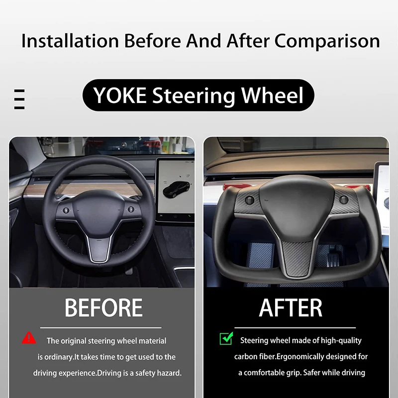 For Tesla Y 3 Yoke Steering Wheel Heating Optional Personalized Matte and Glossy Carbon Fiber Model 3 Y car steering wheel accessories