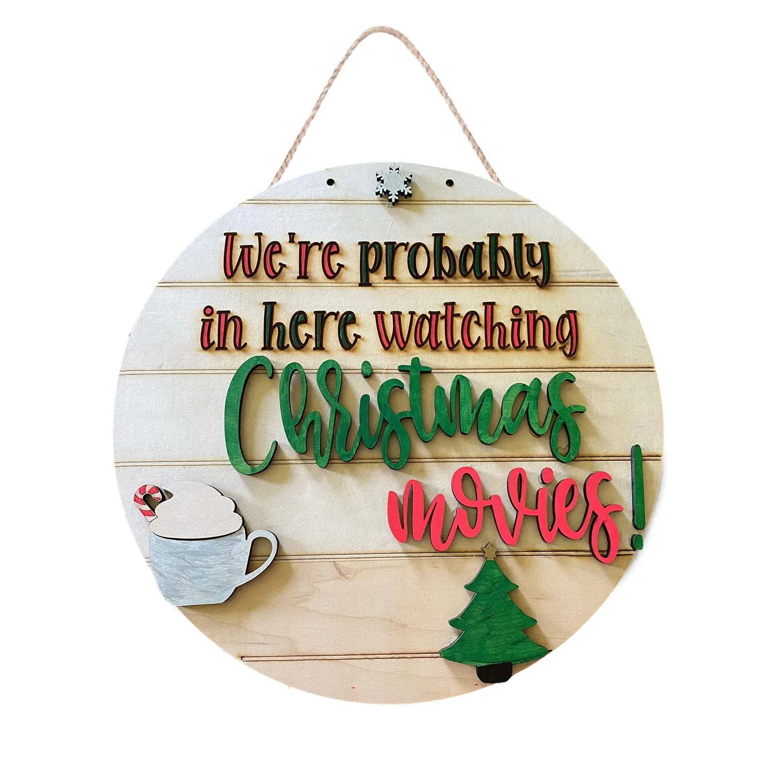 

Christmas Eye Catching Front Door Rural Style Wooden Hanging Decor for Christmas Tree Decoration Xmas Party