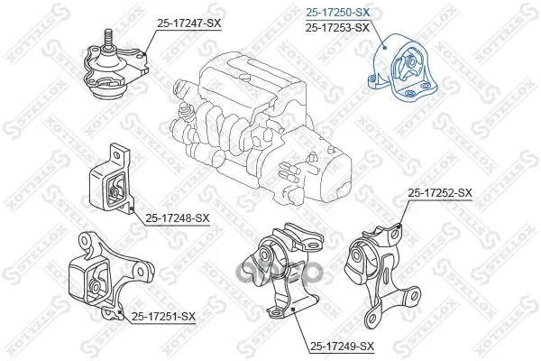 25-17250-Sx_подушка Двигателя Задняя! Honda Cr-V Rd4/Rd5/Rd6/Rd7/Rd9 2001-2006 Stellox арт. 25-17250-SX |