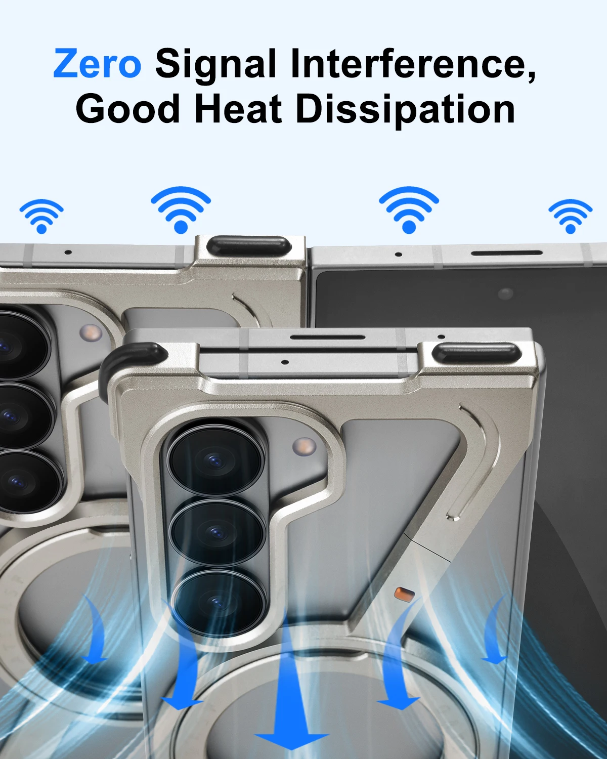 Eary Z-Shped Frameless Case for Galaxy Z Fold 7 With 360°Rotate Magnetic Stand Metal Aluminium Phone Cover Shockproof Protective