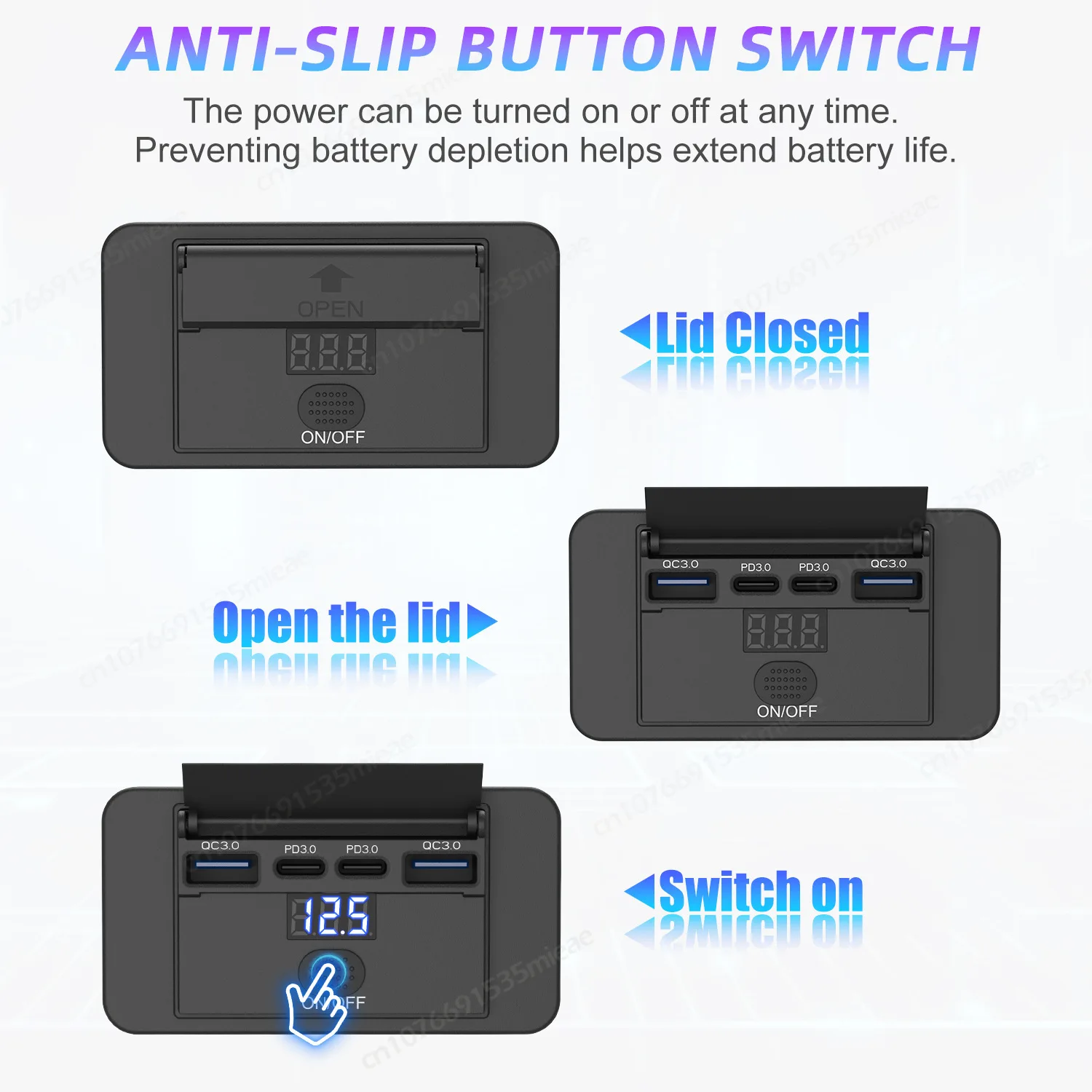 High-Power 4-Port USB Charger Outlet with Switch & Voltmeter - Fast Charging Wall Mount