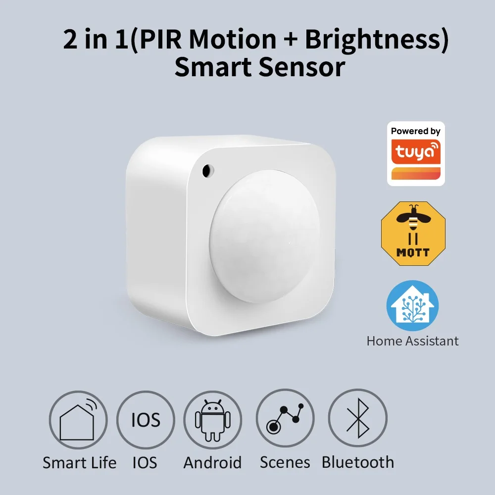 Tuya ZigBee 2in1 PIR 모션 밝기 스마트 센서 인체 감지기 내장형 조명 센서는 홈 어시스턴트와 함께 작동합니다.