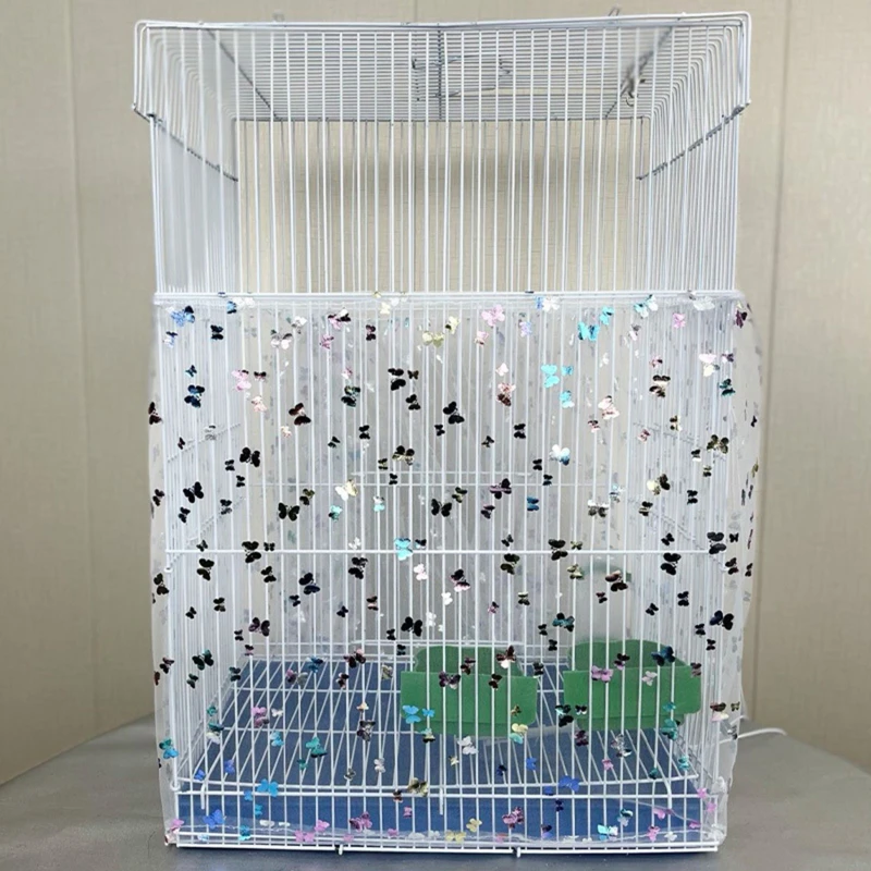 Universal Bird Cage Cover 360 Degrees Covering Bird Cage Mesh Net Elastic Soft Seed Guard Skirt For Home bird cage cover bird cage accessories