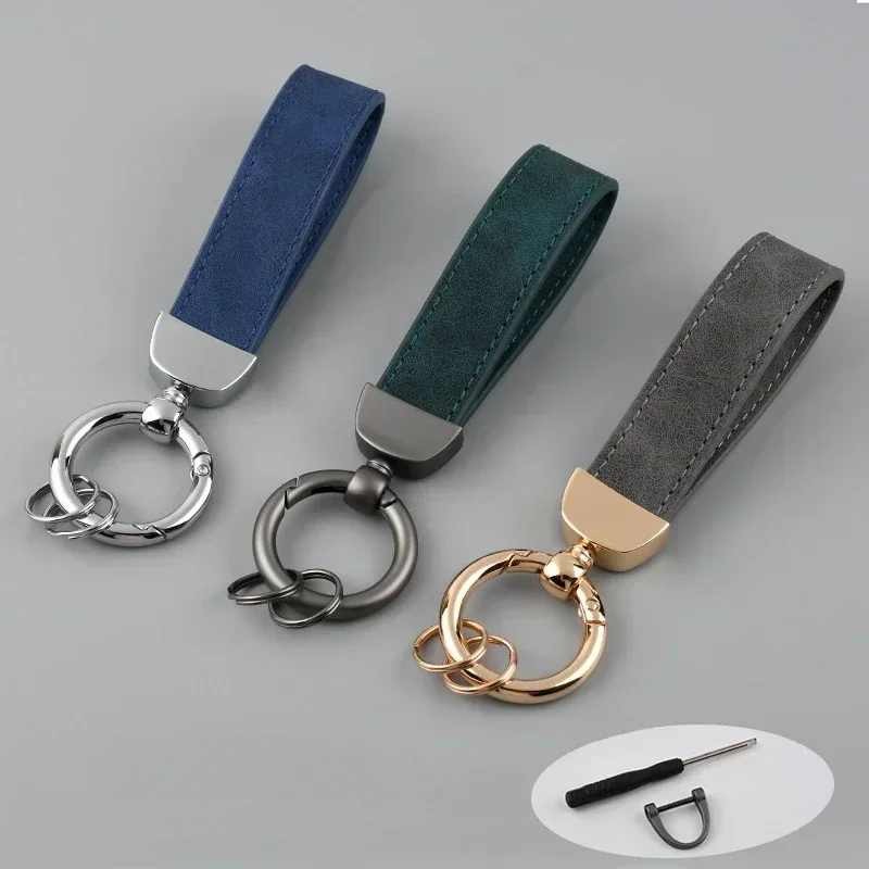 Leather keychain Laser Engrave Nubuck Leather Keychain for Men and Women Retro Vintage Personalized Keyring Car Key Chain Gift