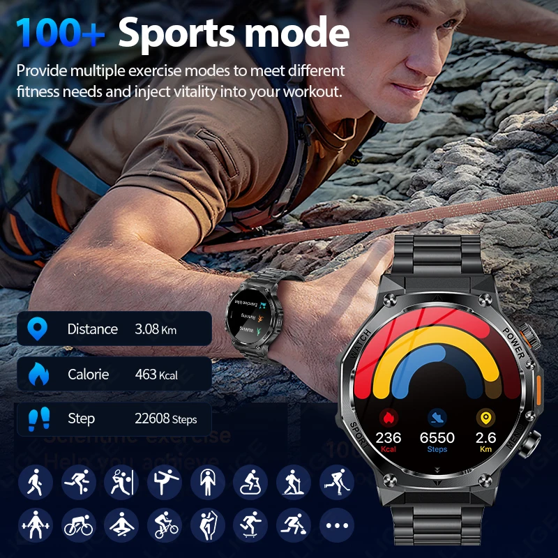 LIGE Men's Smartwatch 5.2 Bluetooth Call One Click Connection Watch IP67 Waterproof 800mAh Battery For Android IOS Smart Watch