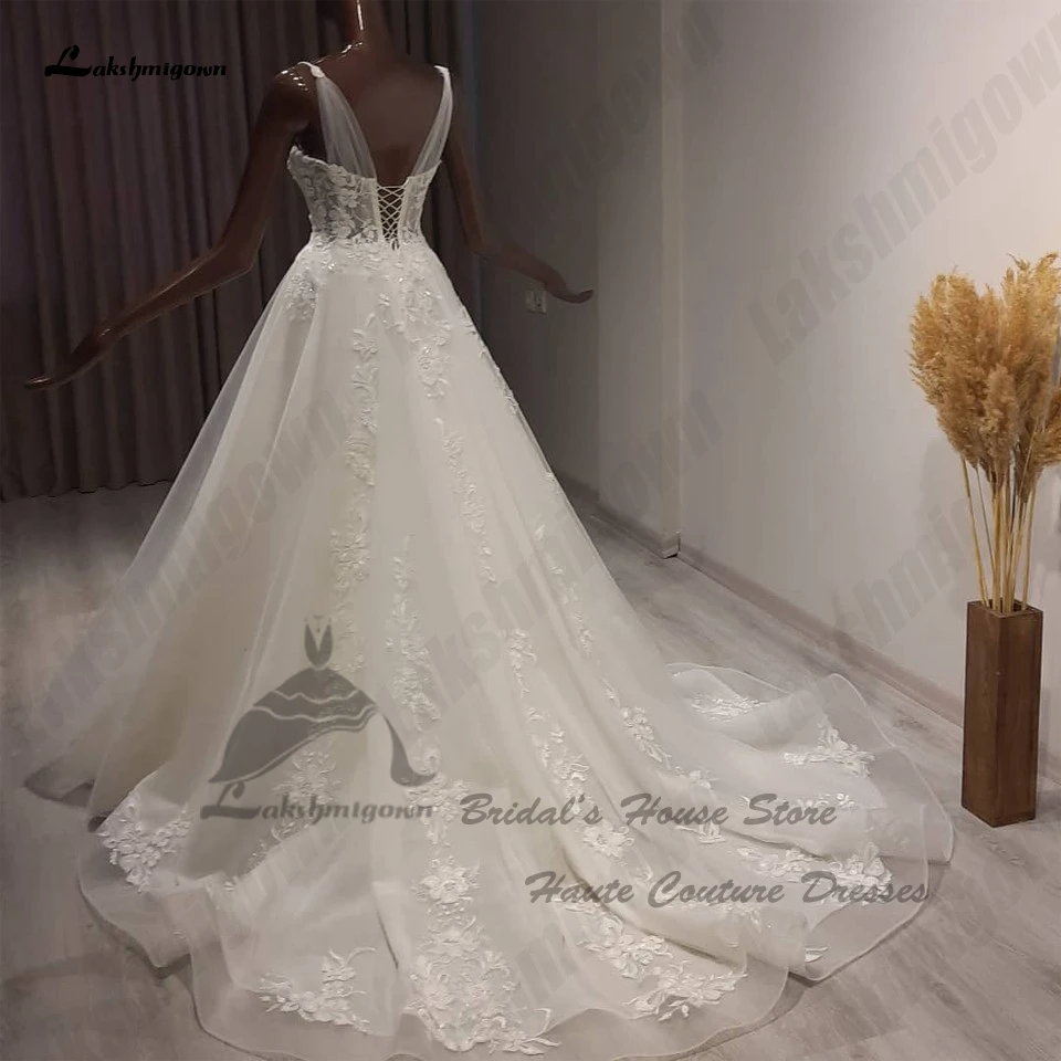 Lakshmigown Plus Size A Line Beach Wedding Gowns for Women 2024 Customized Casamento Princess Boho Bridal Dresses Lace Up Back 3
