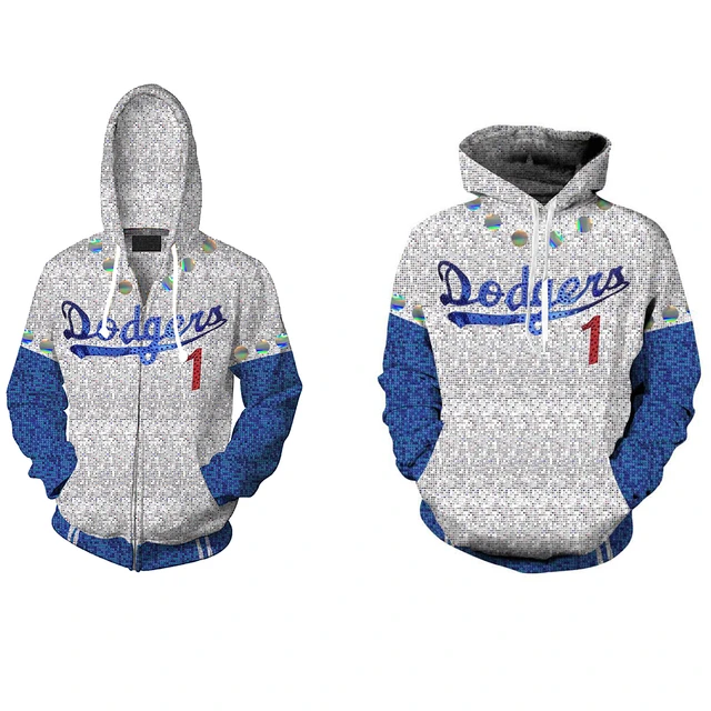 New Elton John Dodgers Hoodie Baseball Team Uniform Cosplay