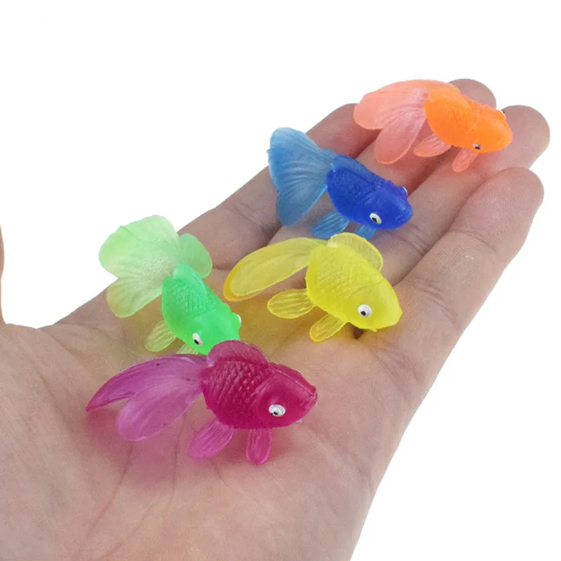 Fish Tank Decoration 10PCS Rubber Simulation Small Mini Goldfish Kids Toy Decoration Baby Bath Toys mini 10pcs simulation artificial cherry foam 3d model fruit props decoration