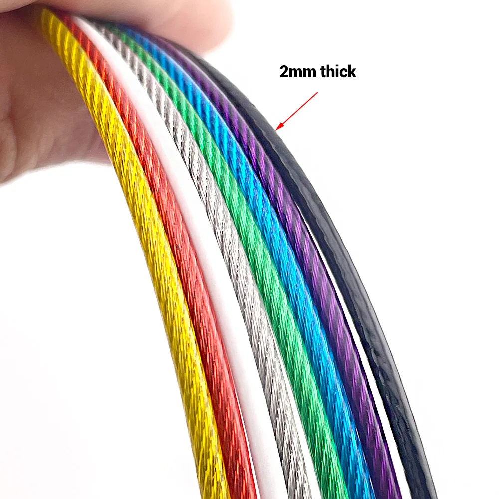 Description Picture 6 of item2mm Stainless Steel Wire Rope PVC Colored Coated Cable With Ring Safety Rope Fixing Hanging Sling Lanyard Bicycle Luggage Lock