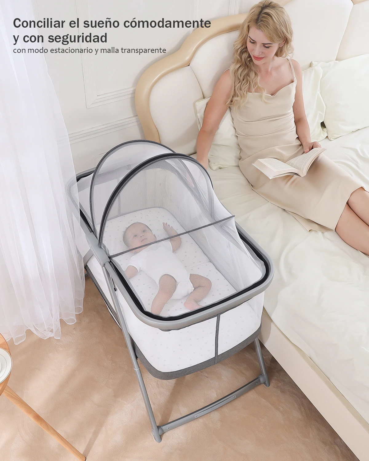 UBRAVOO-cuna de malla con colchon 3 en 1 para bebe, cuna de viaje con  ruedas convertibles, para recien nacido de 0 a 8 meses, Y1