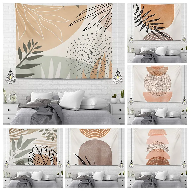 

Настенный гобелен с растениями, эстетическое украшение для домашней комнаты, подвесной большой тканевый осенний простой ковер для спальни в скандинавском стиле бохо