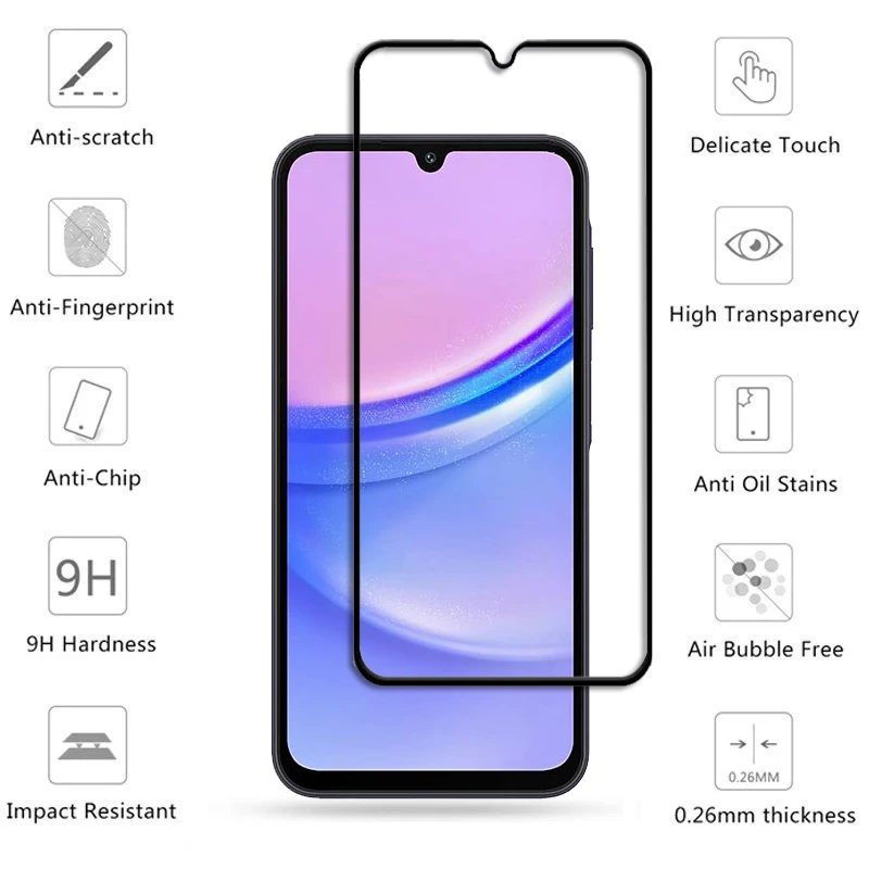 6-in-1 Full Cover Tempered Glass Screen Protector with 9H Lens Film