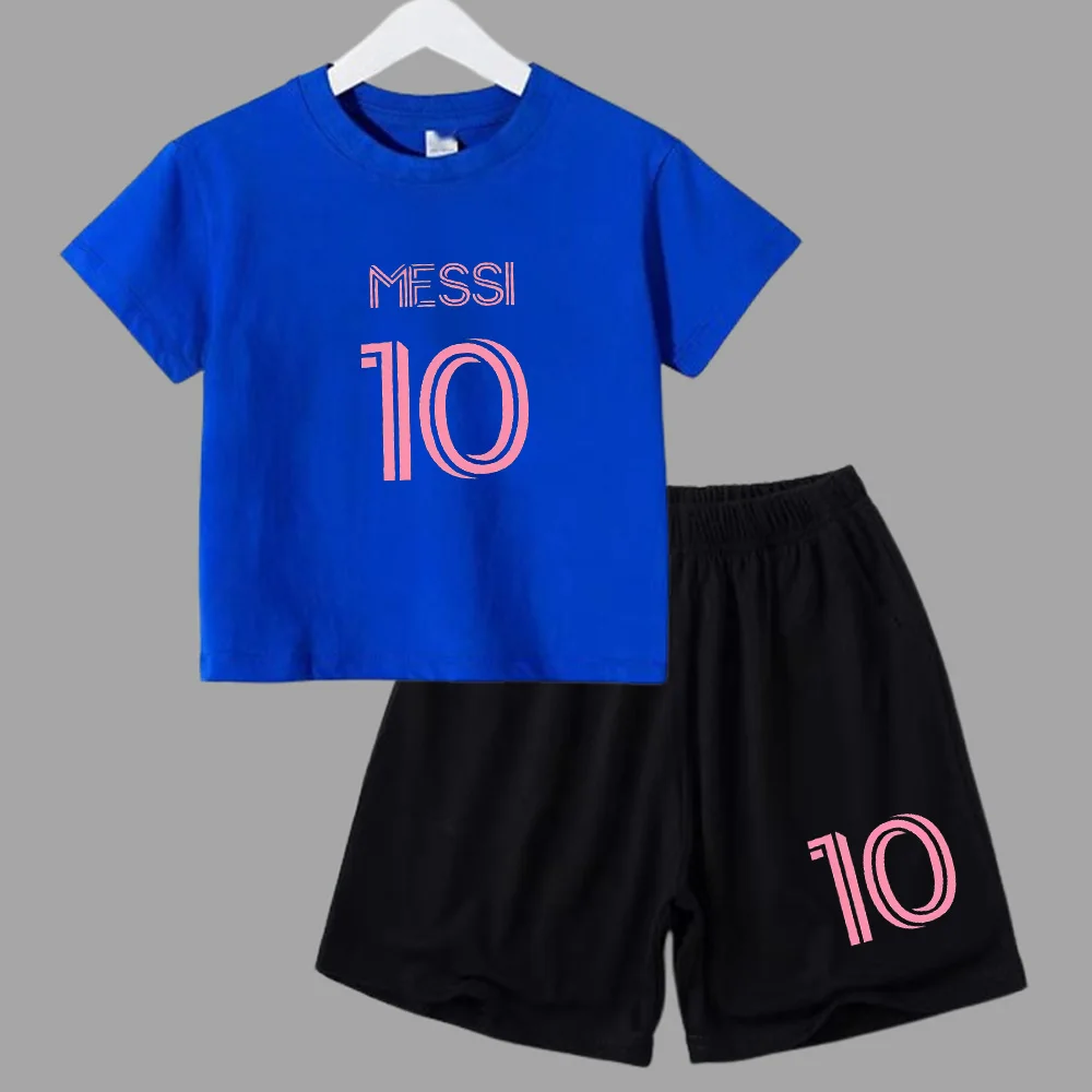 thumbnail image 1 of Conjuntos de 2 camisetas y pantalones con estampado de Super Soccer Star No. 10 para niños de 3 a 14 años, ropa de calle para niños y niñas, 1 of 5