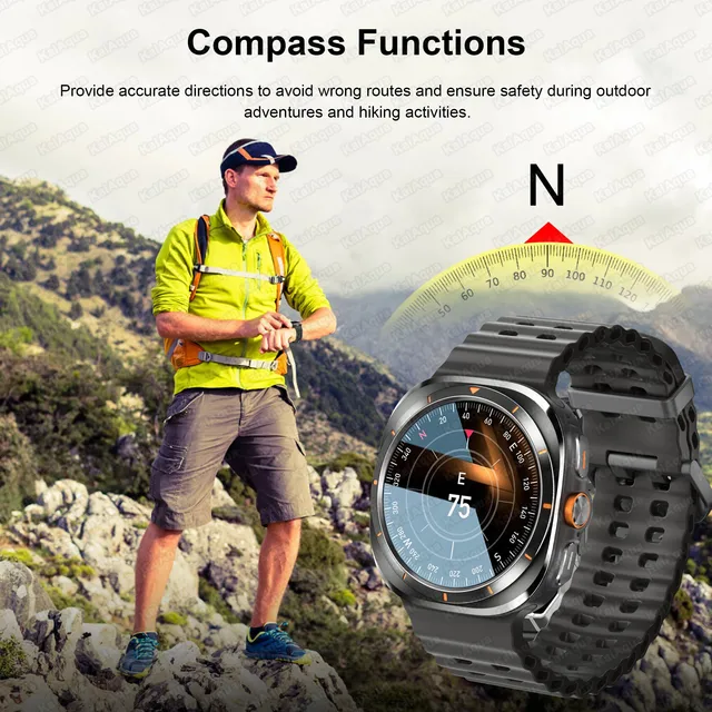 For Samsung Galaxy Watch Ultra 7 New GPS Track Smart Watch Men Amoled Always Display Body Temperature Clock BT Talk Smart Watch 2