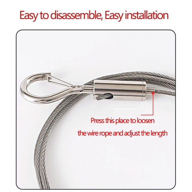 2Pcs Stainless Steel Wire With Loop, 2m Heavy Duty Hanging, Wire With Loop  And Hook Steel Hanging Wire Rope - AliExpress