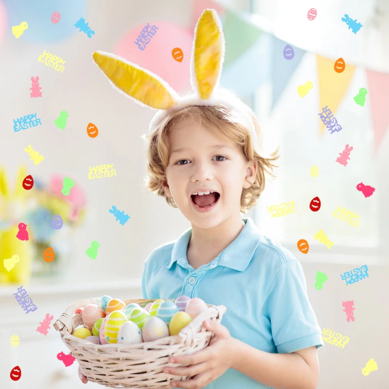 15g/bag Happy Easter Confetti Colorful Bunny Eggs Sequin Confetti 2025 Easter Party Table Scatter Decoration DIY Crafts Gift