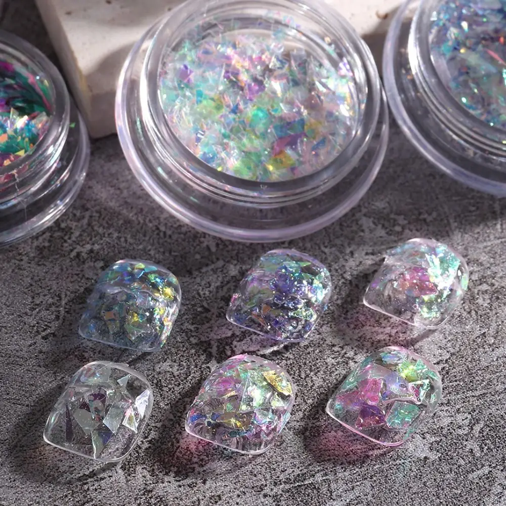 

Aurora Mica Flake For Manicure Purple Holographic Glitter Sequins Powder Flakes Opal Nail Sequins Nail Art Decorations