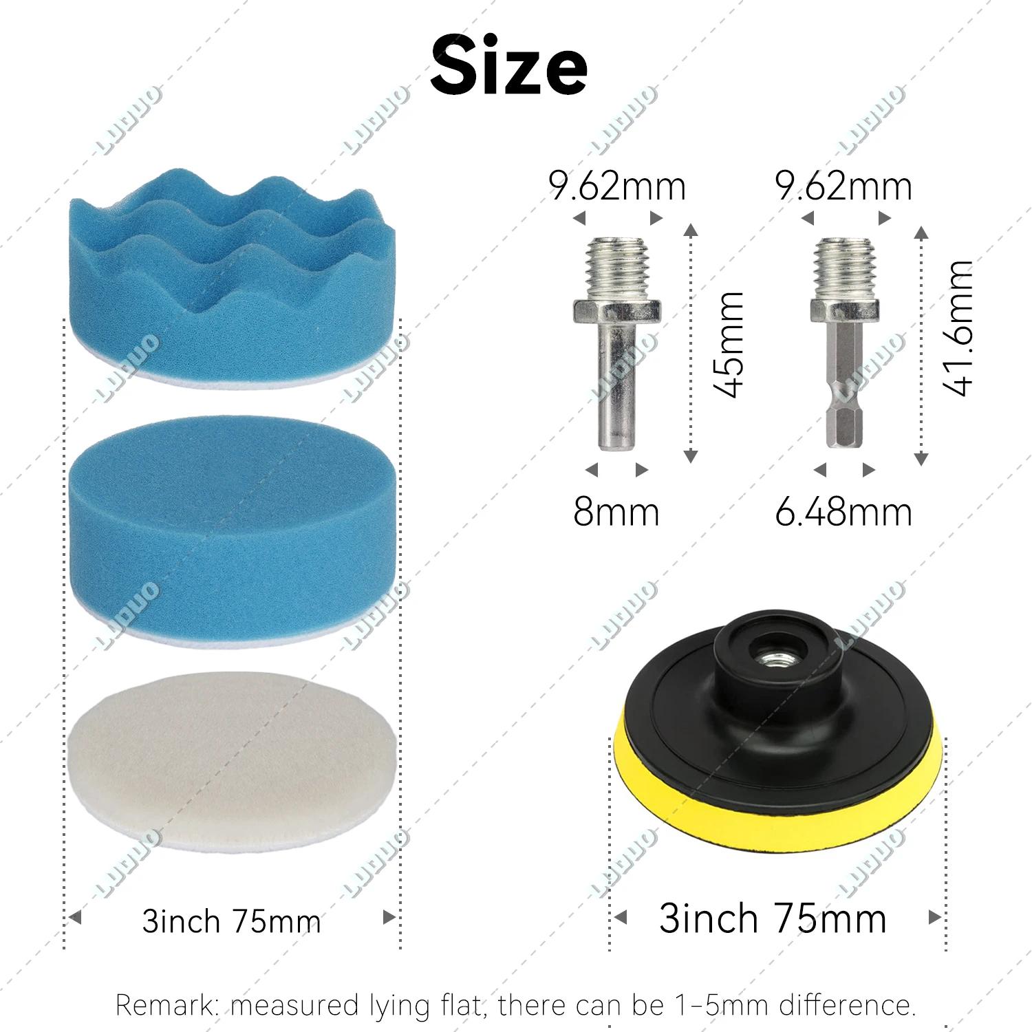 Car Detailing Polishing Disc Waxing Sponge Pad Kit M10 Drill Adapter Sanding Sandpaper For Polisher Headlight Restoration 3inch 2