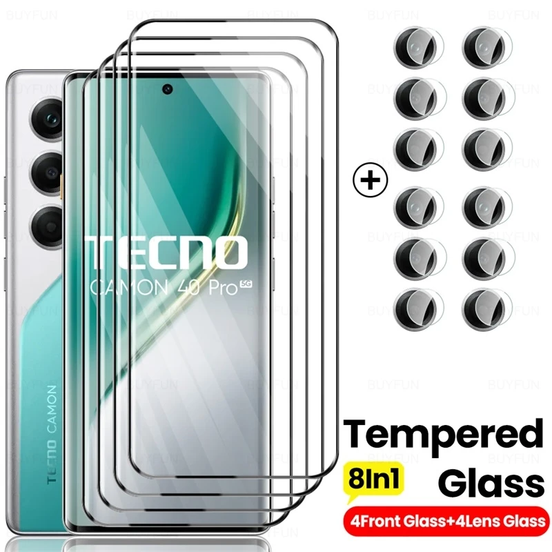 Enhanced 8-in-1 Tempered Glass and Curved Screen Protector with Camera Lens Glass Cover