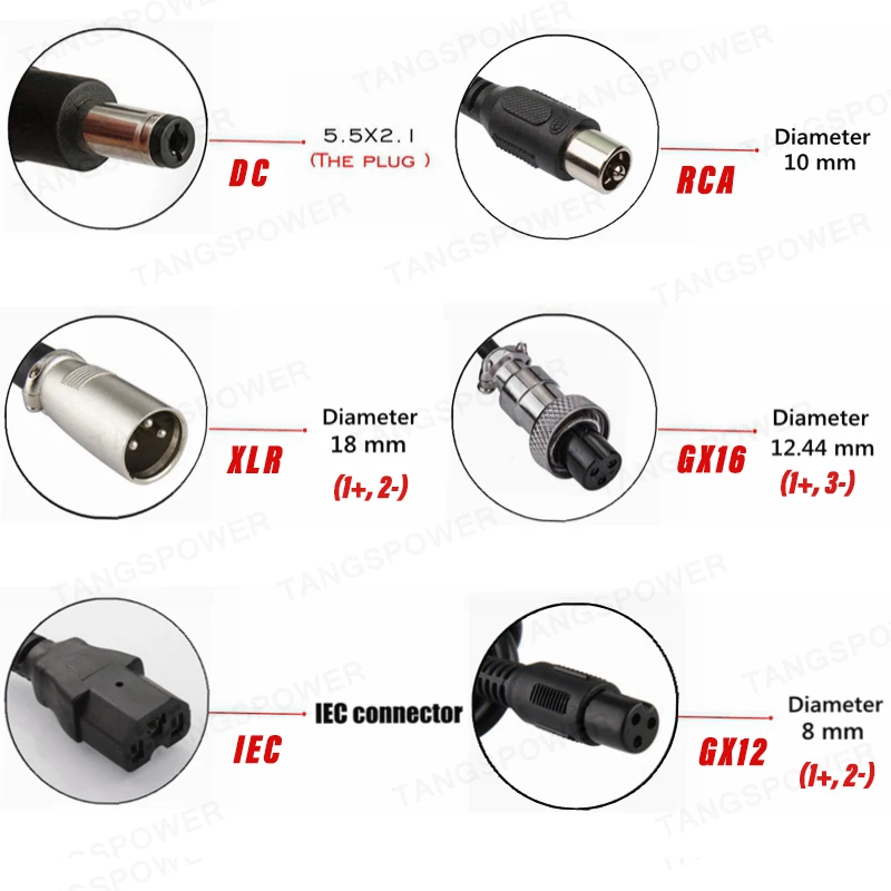 4Series, 12V, 3A, Lifepo4 Pack com GX16, GX12, DC, Conector XLR