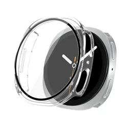 Premium Tempered Glass + PC Protective Case for Smartwatch - Full Coverage Screen Protector Accessories (Transparent)