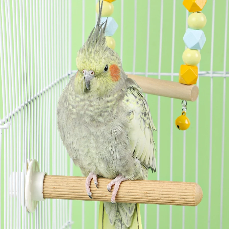 Natural Parrot Wood Standing Toys Parrot Birds Beech Wood Stand Tree Branch Hanging Climbing Toys Bird Stand Stick Cage Perches