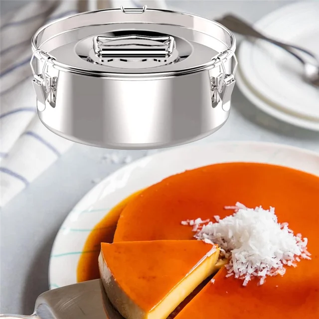 Flan Pan Flanera Mold 2.3 Qt , Stainless Steel Flan Mold With Lid - Flan Maker- Flanera Flan Maker Durable 4